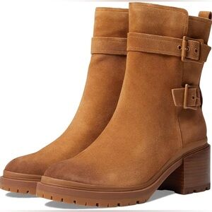 Naturalizer Womens Trina Tan Leather Block Heel Motorcycle Boots Boots Size 8 M